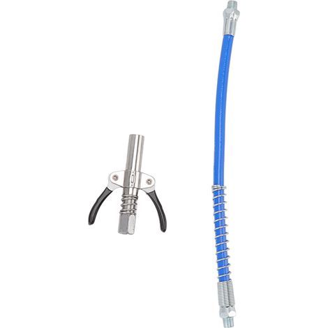 Coupleur d'outil de graisse Buse d'huile haute pression manuelle électrique Double pince de verrouillage Buse de graisse avec tuyau de 30,5 cm Filetage mle G1/8 Type B 9x7x1.6cm/3.5x2.8x0.6in (1/5)