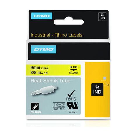 Cinta Laminada para Rotuladoras Dymo ID1-9 Amarillo Negro 9 mm x 1,5 m (1/4)