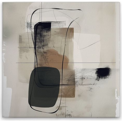 Leinwandbild Abstrakte Kunst Modern M1-No.52143 - Kunstdruck auf Leinwand in Beige Grau - Wandbild 40 x 40 cm