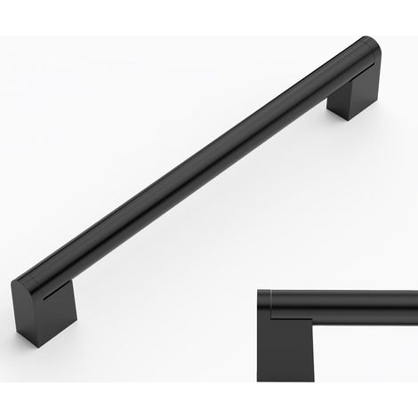 10 Poignées de porte, Acier inoxydable noir, Entraxe 192mm, Pour armoire cuisine, Meuble (1/5)