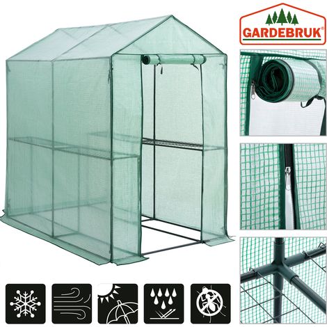 Gardebruk Invernadero 2,23m² con lona 190x186x120cm vivero de jardín con puerta huerto exterior plantas verduras sembrado