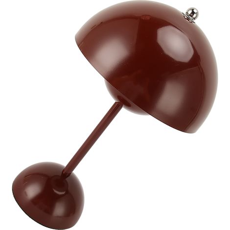 Lampe de table champignon LED 1800 mAh, 3 modes d'éclairage, USB Type-C, intensité variable tactile, petite lampe de chevet pour la maison ou le bureau, rouge vin (1/5)