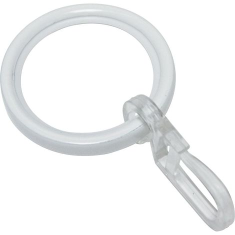 Anneau pour Tringle à Rideau de 20 mm de Diamètre, Insert Coulissant et Crochet Pliant Inclus, 10 Pièces, Série Chicago, Largeur 4 mm, Métal, Blanc (1/5)