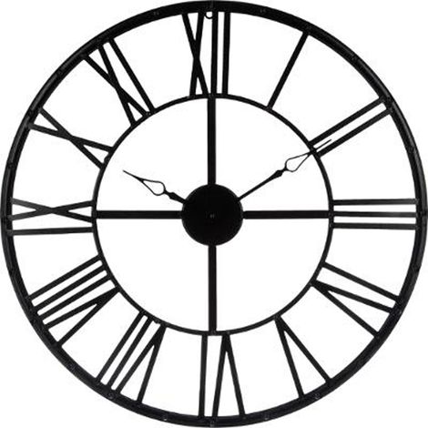 Pendule coloris Noir vintage en métal - D 70 x Ep 4 cm -PEGANE- (1/3)