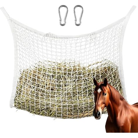 Filet A Foin pour Chevaux 120X90 CM, Filet A Foin Chevaux, Filet A d'alimentation avec 2 Mousqueton, Filet A d'alimentation pour Cheval, Filets À Foin pour Chevaux,capacité de Remplissage 10 kg (1/5)