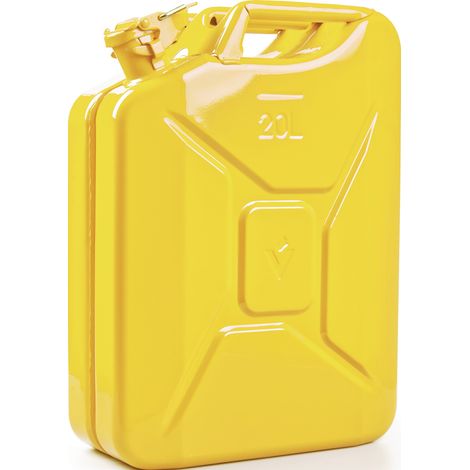 Secchio per carburante da 20 litri, giallo zinco RAL 1018, acciaio blu 0,9 mm, L345xP165xH470 mm