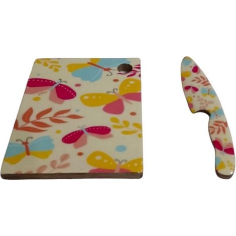 Chopping Board with Knife - MDF - L2 x W18 x H23 cm - Multicolor