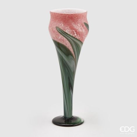 EDG Enzo De Gasperi Vaso Tulipano a Calice H 45 Cm D 13 Cm Scatola Regalo Green Pink (1/2)