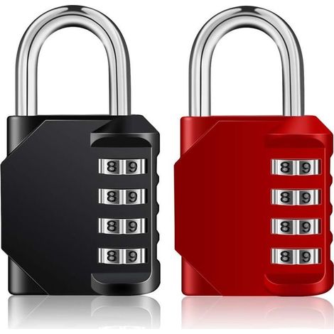 ZOLGINAH Cadenas Code Casier, 4 chiffre Cadena à combinaison pour vestiaire sport, scolaire, college, exterieur Serrure Combinéepour portail, abri de jardin (noir et rouge) (1/5)