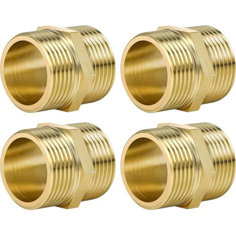 Raccord Mamelon Double - Filetage Extérieur 1 Pouces - Laiton - Pour Plomberie et Irrigation - Lot de 4 (1/5)