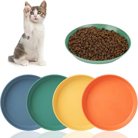 Lot de 4 gamelles, plastique coloré, bords lisses, empilable, pour chat et petit animal (1/5)
