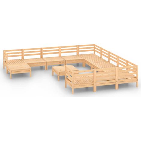 Maison Exclusive - 13-tlg. Garten-Lounge-Set Massivholz Kiefer (1/5)