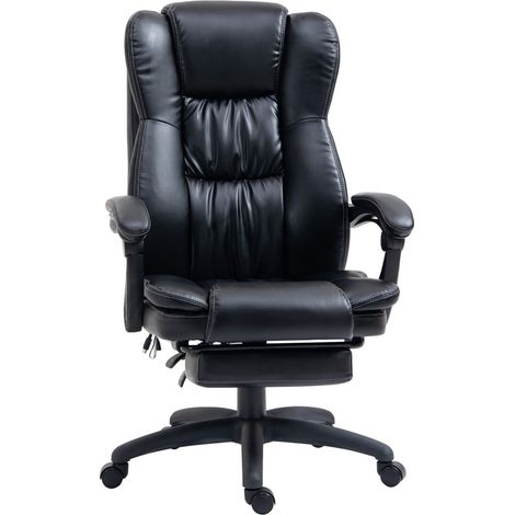 Silla De Oficina Silla De Escritorio Con Reposapiés, Reposacabezas, Vibración, Función De Masaje, Regulable En Altura, Negro, 68,5X68,5X119-127Cm (1/5)