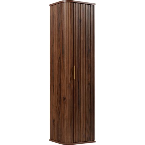 Meuble colonne suspendu de salle de bain GLAMOUR coloris noyer foncé 35 x 139 cm