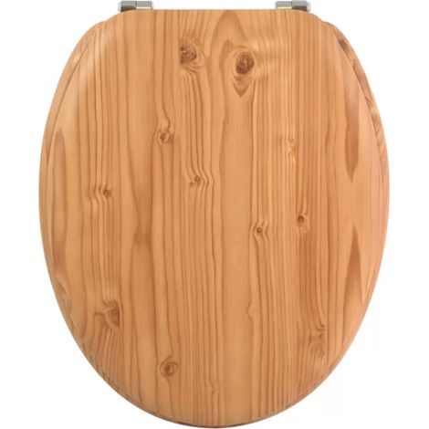 MSV – Abattant wc MDF décor pin marron – Charnières inox – Résistant à l'humidité – Dimensions 42,5x36,7x2cm (1/5)