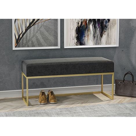 AX LIVING Sitz Bank Acciarolli 100cm – Schwarz, goldenes Metallgestell
