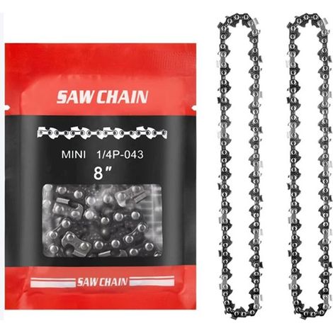 2pcs chaînes de remplacement pour 8 pouces mini tronçonneuse electrique, chaine tronconneuse 45 maillons d'entraînement (1/4)