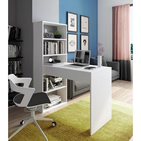 SCRIVANIA CON LIBRERIA MOD. ARTIS CM 106X53.5 H. 142 BIANCO FRASSINATO (1/9)