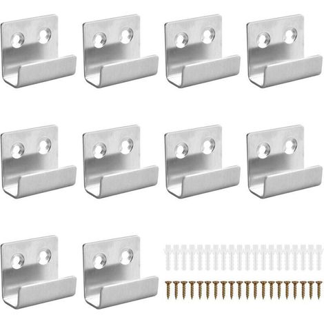 10 Pièces Support de Affichage de Carreaux de Céramique, Crochet Robuste Carreaux, Equerre en U pour Fixation Miroir Mural pour Bain Cuisine Garage (Acier inoxydable) (1/4)