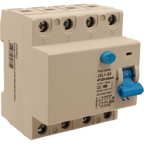 RCCB Interruttore Differenziale Puro Tipo F 3P+N 4M 6000A 300mA 25A AC 400V IP20 IEC61008-1
