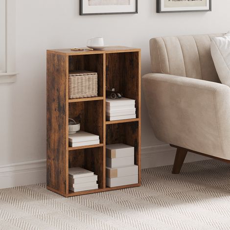 Vasagle – Bibliothèque ouverte 24 x 50 x 80 cm – 5 compartiments – Capacité 10 kg par compartiment – Panneau d'aggloméré marron – Séparateur d'espace pour salon (1/5)