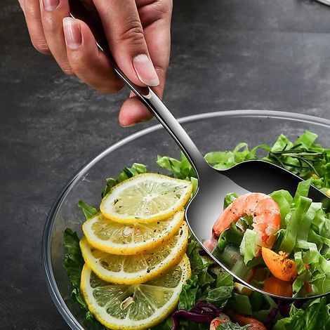 2 pièces Cuillère de Service en Acier Inoxydable, Cuillère de Service Buffet, Grande Cuillère, Utilisé dans les Restaurants Buffet, les Hôtels, les Pique-niques (1/4)