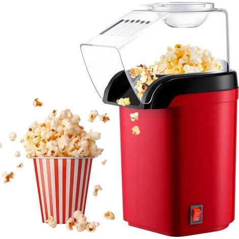 Machine À Pop Corn, Machine À Popcorn À Air Chaud, 1200w Air Chaud Sans Gras Huile Popcorn Maker, Machine À Pop-Corn À Air Chaud, Machine Pop Corn Rétro, Fonctionnement À Un Bouton, Prêt En 3 Minutes