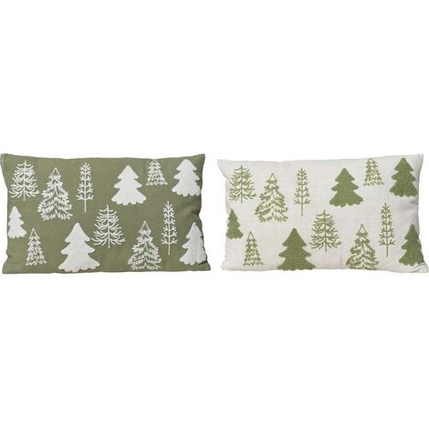 Cuscino Decorazione Albero 50x30 cm Verde-Bianco per Interni