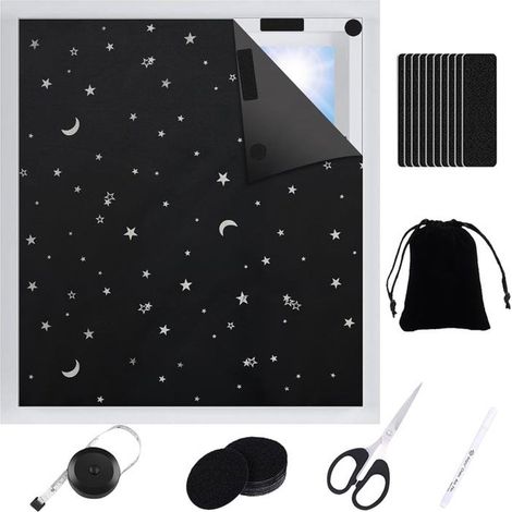 300x145cm Store Occultant Fenêtre sans Perçage, Découpable Tissu Occultant Isolation Thermique