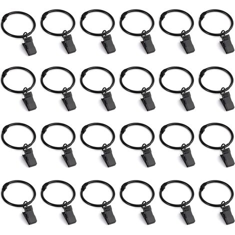 Gardinenclips, Gardinenringe, 40 Stück, Gardinenringe mit Metallclips, dekorative Gardinenhaken, 35 mm Innendurchmesser – Schwarz
