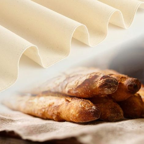 3 teli di lino per la cottura del pane - Teloni per impastare in 100% lino naturale - Teloni da panettiere per preparare l'impasto e cuocere il pane (75x45 cm - 3 pezzi) (1/2)