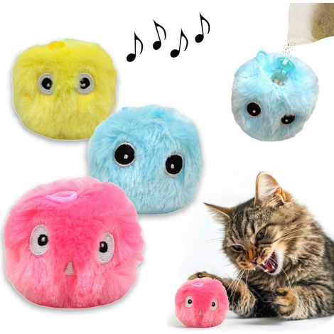 3x Pelota interactiva para gatos con sonido de rana, grillo, pájaro y hierba gatera (1/5)