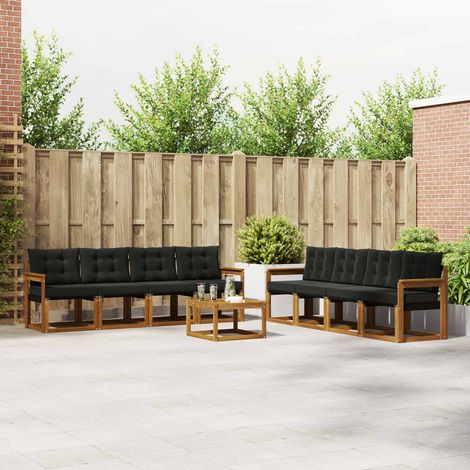 vidaXL Outdoor-Sofagarnitur mit Kissen 9 pcs Natürlich und Schwarz (1/5)