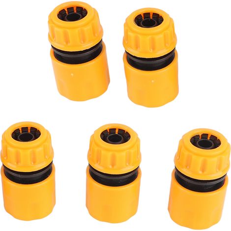 Lot de 5 raccords rapides 3/4 pouce pour tuyau arrosage en ABS jaune noir pour jardin nettoyage voiture (1/5)
