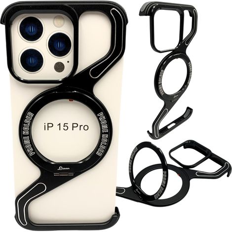Custodia per iPhone 15 PRO Magsafe in metallo con supporto in titanio (1/5)