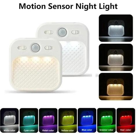 1 Set – Spezifikationen: RGB-Mehrfarbenbeleuchtung Farbe: Weiß Material: ABS Bewegungssensor LED-Nachtlicht USB-Anschluss
