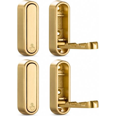 Juego de 4 ganchos de pared plegables, fabricados en aleación de zinc, para colgar ropa, bolsos, sombreros, toallas y llaves (color dorado). (1/5)