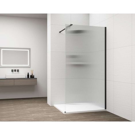 Polysan Esca - Walk-In-Duschwand 100 x 210 cm, Antidrop, Glas Flute/mattschwarz ES1310-02 (1/5)