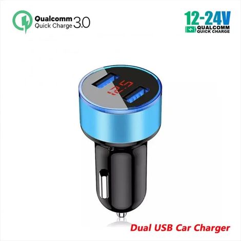 Chargeur de voiture QC3.0 3.1A double USB pour téléphone portable avec LED, chargeur rapide numérique, adaptateur allume-cigare pour iPhone et Xiaomi (1/4)