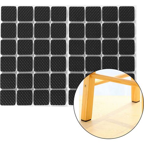 [48 Bodenschutzpads] + Anti-Rutsch-Doppelklebefolie + 2,1 x 2,1 cm, Schwarz, 48 Stück (1/5)