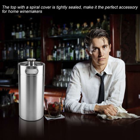 Fût à Bière Mini en Acier Inoxydable avec Couvercle à Spirale - Équipement Pratique pour Maison et Hôtel (3.6L) (1/5)