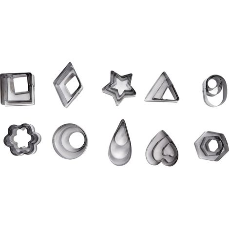 Set mit 30 Ausstechformen aus Edelstahl für Kekse, Kuchen, Obst und Gebäck, geometrische Miniaturmuster (1/5)