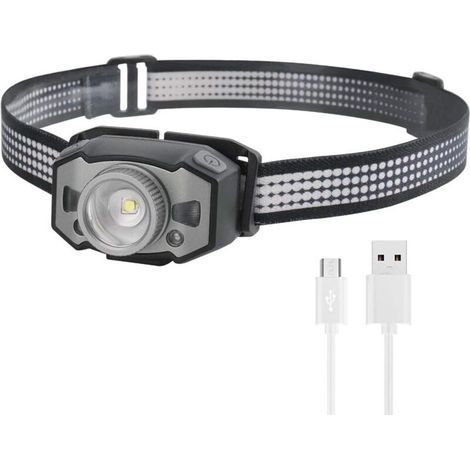Lampe Frontale LED Lumière Rouge Blanche Rechargeable Lampes Frontales Super Lumineuse Phare Intelligent IPX5 Étanche (1/5)