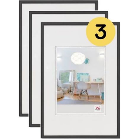 Cadre photo cadre plastique noir 20 x 30 cm lot de 3 (1/4)