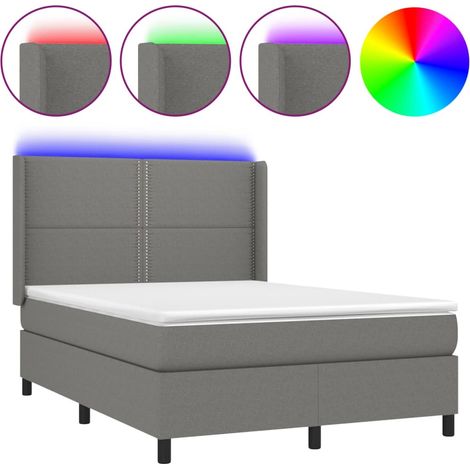 Maison Exclusive - Sommier à lattes de lit matelas LED Gris foncé 140x190 cm Tissu (1/5)