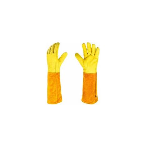 Gants de Jardin Femme/Homme Cadeaux de Jardin（M）Gants de Jardin Gants de Rose Résistants aux Épines Gants de Travail en Cuir Femme, Gants en Cuir Gants de Jardin Outils de Jardin Longs Taille Ajustabl