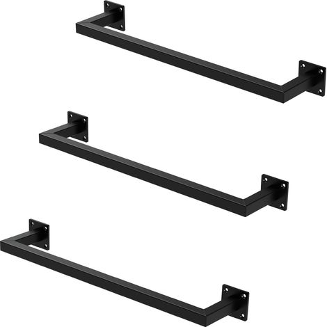 ML-Design 3x Tringle à Vêtements d'Angle, P12xL60 cm, Noir, Acier Inoxydable, Tringle de Penderie Forme de U, Portemanteau à Montage Mural, Porte-vêtements, Tringle à Linge, Matériel de Montage Inclus