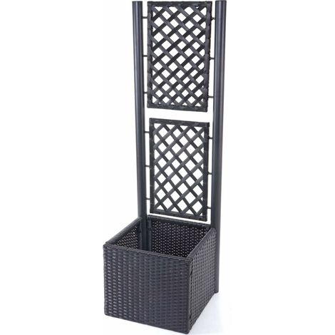 Jardinière avec treillis en polyrotin, HHG-274, 142x43x43 cm, anthracite