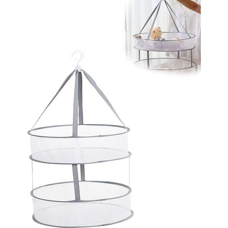 Filet de Séchage Linge, Rotation à 360° Filet de Séchage Suspendu, Suspension Filet de Sechage, Double Couche Filet de Séchage Pliable, pour Sécher Vêtements, Fleurs et éPices (1/5)