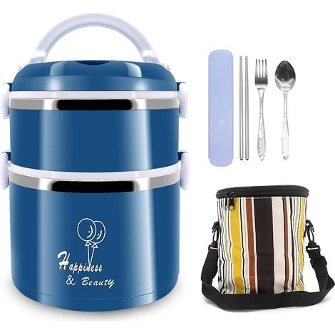 lunch Box Isotherme,boite Repas Avec Sac Lunch Isotherme,couvert Lunchbox Compartimente,bento Box Inox,boite Qui Garde Repas Chaud Pour Adultes, (1/5)